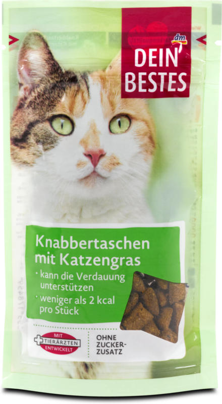Dein Bestes Katzensnack Knabbertaschen mit Katzengras