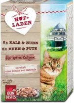 dm drogerie markt Dein Bestes Hofladen Katzenfutter Kalb & Huhn + Huhn & Pute