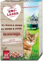 Dein Bestes Hofladen Katzenfutter Kalb & Huhn + Huhn & Pute