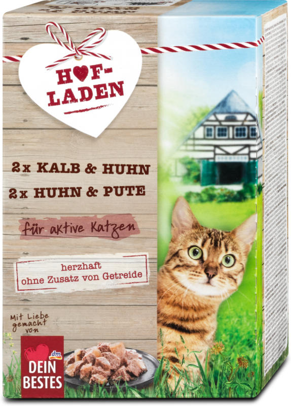 Dein Bestes Hofladen Katzenfutter Kalb & Huhn + Huhn & Pute