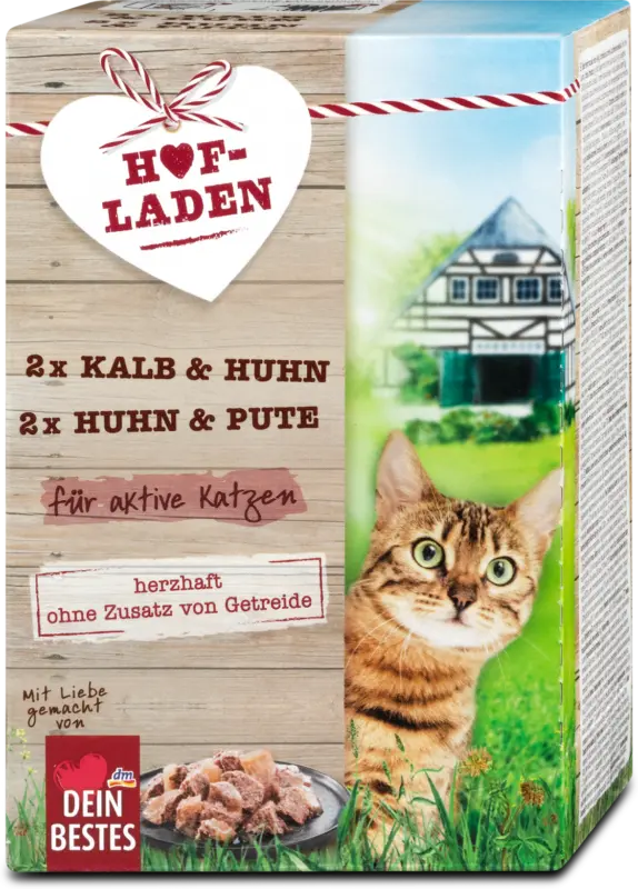 Dein Bestes Hofladen Katzenfutter Kalb & Huhn + Huhn & Pute