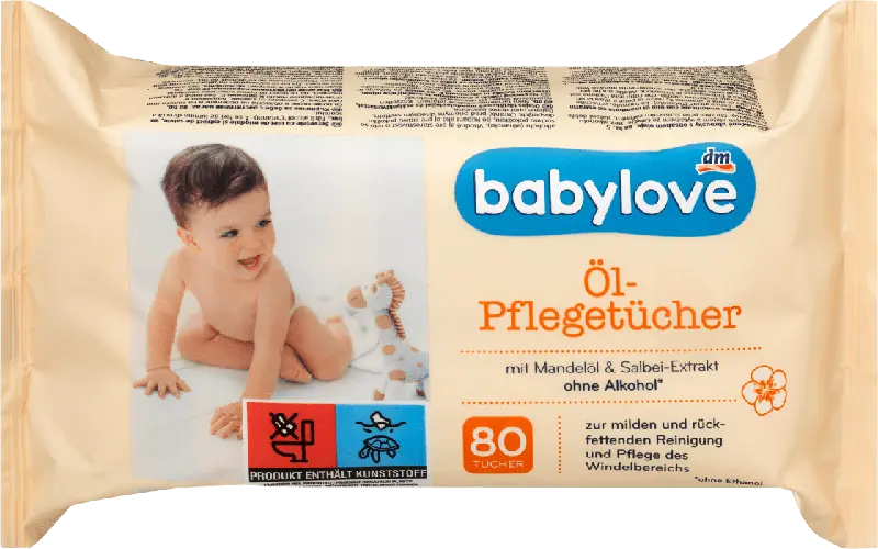 babylove Öl-Pflegetücher mit Mandelöl & Salbei-Extrakt