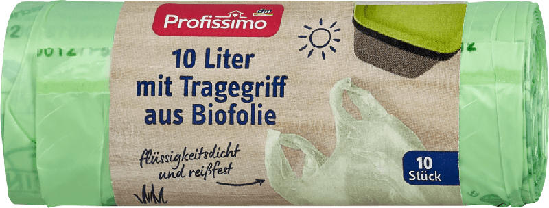Profissimo Müllbeutel mit Tragegriff aus Biofolie 10 Liter