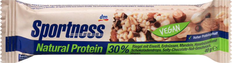 Sportness Proteinriegel Natural Protein Salty Chocolate Nut