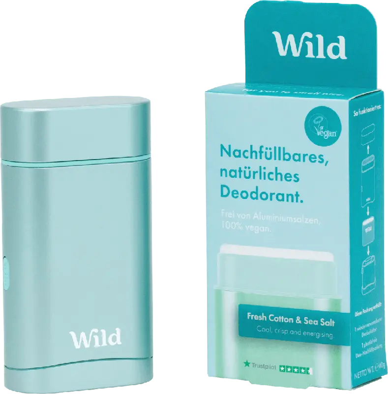 Wild Deodorant Deo-Stick nachfüllbar und natürlich Fresh Cotton und Sea Salt