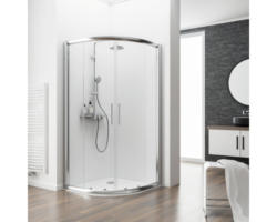 Runddusche mit Schiebetür Schulte ExpressPlus Kristall/Trend Radius 550 mm 800x800x1850 mm Echtklas Klar hell chromoptik mit schmutzabweisender Glasbeschichtung