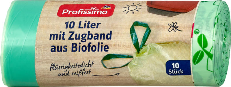 Profissimo Zugband-Müllbeutel Biofolie 10 Liter