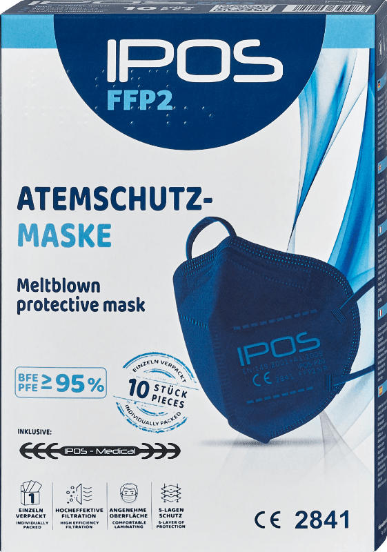 IPOS FFP2 Atemschutzmaske Blau