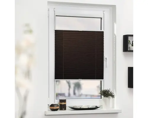 Lichtblick Faltenplissee Tageslicht mit Seitenverspannung braun 90x130 cm