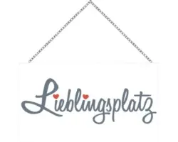 Holzschild mit Kette Lieblingsplatz 13x23 cm