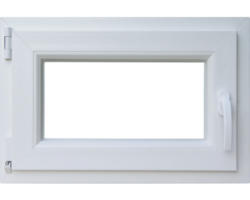Kellerfenster Dreh-Kipp Kunststoff RAL 9016 verkehrsweiß 600x500 mm DIN Links (2-fach verglast)