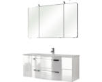 Hornbach Badmöbel-Set Pelipal Xpressline 4005 Glas 200x120x49 cm Glaswaschbecken weiß hochglanz mit LED-Beleuchtung
