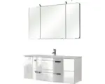 Hornbach Badmöbel-Set Pelipal Xpressline 4005 Glas 200x120x49 cm Glaswaschbecken weiß hochglanz mit LED-Beleuchtung