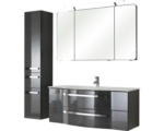 Hornbach Badmöbel-Set Pelipal Xpressline 4005 Glas 200x157x49 cm Glaswaschbecken grau hochglanz mit LED-Beleuchtung