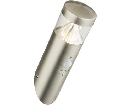 LED Außenwandleuchte Fosca edelstahl 1-flammig mit Leuchtmittel 450 lm 3000 K warmweiß IP 44 mit Bewegungssensor