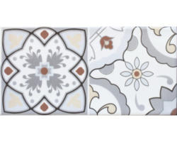 Steingut Dekorfliese Loft 10,0x20,0 cm grau beige weiß glänzend