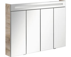 LED-Spiegelschrank Fackelmann Stanford 4-türig 110x78,5x16,5 cm braun