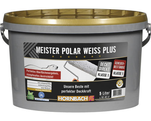 HORNBACH Wandfarbe Meister Polarweiß Plus konservierungsmittelfrei 5 l