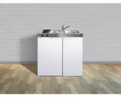 Miniküche Stengel Kitchenline MK90 90x60 cm Becken rechts weiß glänzend mit Kochfeld