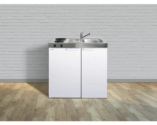 Miniküche Stengel Kitchenline MK90 90x60 cm Becken rechts weiß glänzend mit Kochfeld