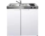 Hornbach Miniküche Stengel Kitchenline MK90 90x60 cm Becken links weiß glänzend mit Kochfeld