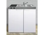 Hornbach Miniküche Stengel Kitchenline MK90 90x60 cm Becken rechts weiß glänzend mit Gkaskeramikkochfeld