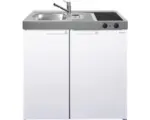 Hornbach Miniküche Stengel Kitchenline MK90 90x60 cm Becken links weiß glänzend mit Gkaskeramikkochfeld