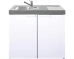 Hornbach Miniküche Stengel Kitchenline MK100 100x60 cm Becken links weiß glänzend