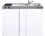 Hornbach Miniküche Stengel Kitchenline MK120 120x60 cm Becken rechts weiß glänzend mit Glaskeramikkochfeld