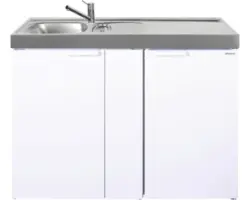 Miniküche Stengel Kitchenline MK120 120x60 cm Becken links weiß glänzend