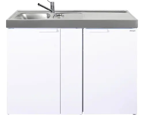 Miniküche Stengel Kitchenline MK120 120x60 cm Becken links weiß glänzend