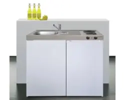 Miniküche Stengel Easyline ME100 100x60 cm Becken links weiß glänzend mit Kochfeld