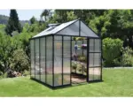 Hornbach Gewächshaus Palram - Canopia Glory 8x8 Hohlkammerplatten 10 mm inkl. Fundamentrahmen, Regenrinnen, automatischer Fensteröffner 244,5 x 244,5 cm grau