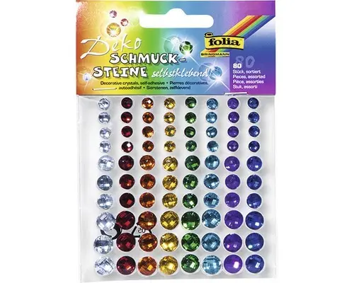 Schmucksteine selbstklebend bunt 80er-Set