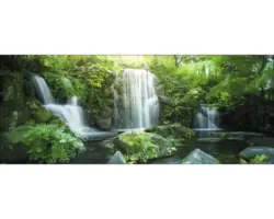 Glasbild Waterfall in Paradise 30x80 cm