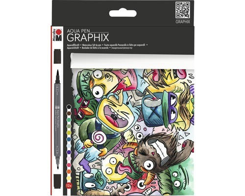 Marabu Aqua Pen Graphix Mega Mash Aquarellstifte 6er-Set