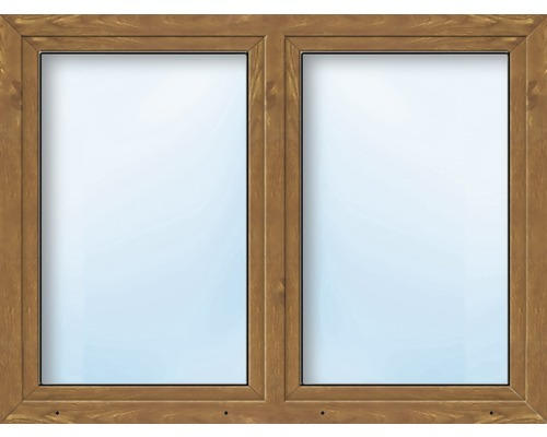 Kunststofffenster 2.Flg.mit Stulppfosten ESG ARON Basic weiß/golden oak 1100x1500 mm
