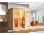 Hornbach Massivholzsauna Weka Bergen GTF Gr.3 inkl. 7,5 kW Bio-Ofen u.digitaler Steuerung mit Fenster und graphitfarbiger Ganzglastüre