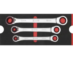 Moduleinlage Doppelring-Ratschenschlüssel 4 in 1 Industrial 268 x 38 x 114 mm schwarz 3-tlg