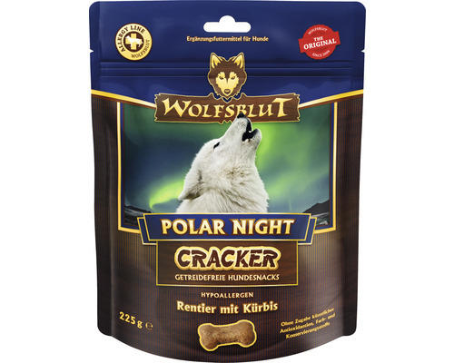 Hundesnack WOLFSBLUT Polar Night Cracker Rentier und Pferd mit Kürbis mit wertvollen Superfoods, getreidefrei, Glutenfrei 225 g