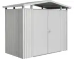 Hornbach Gartenhaus Biohort Panorama inkl. Dachrinne Regale Set Lüftung Oberlicht 257 x 134 cm silber-metallic