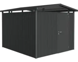Gartenhaus Biohort Panorama inkl. Dachrinne Regale Set Lüftung Oberlicht 257 x 294 cm dunkelgrau-metallic