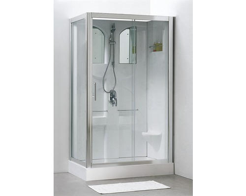 Fertigdusche Schulte ExpressPlus Malta 120x80x210 cm Echtglas Klar hell alpinweiß