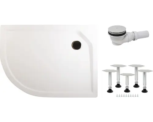 Extraflaches Viertelkreis-Duschwannen-Set Schulte ExpressPlus EP20007 04 90x75x3,5 cm weiß