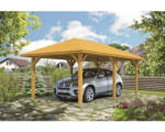 Hornbach Einzelcarport SKAN HOLZ Taunus mit Pfostenankern 374x656 cm eiche hell