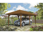 Hornbach Einzelcarport SKAN HOLZ Taunus mit Pfostenankern 374x656 cm nussbaum