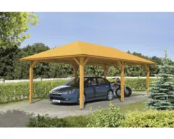 Einzelcarport SKAN HOLZ Taunus mit Pfostenankern 439x786 cm eiche hell