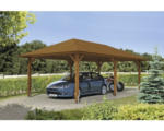 Hornbach Einzelcarport SKAN HOLZ Taunus mit Pfostenankern 439x786 cm nussbaum