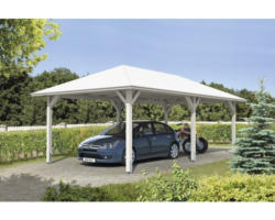 Einzelcarport SKAN HOLZ Taunus mit Pfostenankern 439x786 cm weiß