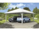 Hornbach Doppelcarport SKAN HOLZ Taunus mit Pfostenankern 634x634 cm weiß